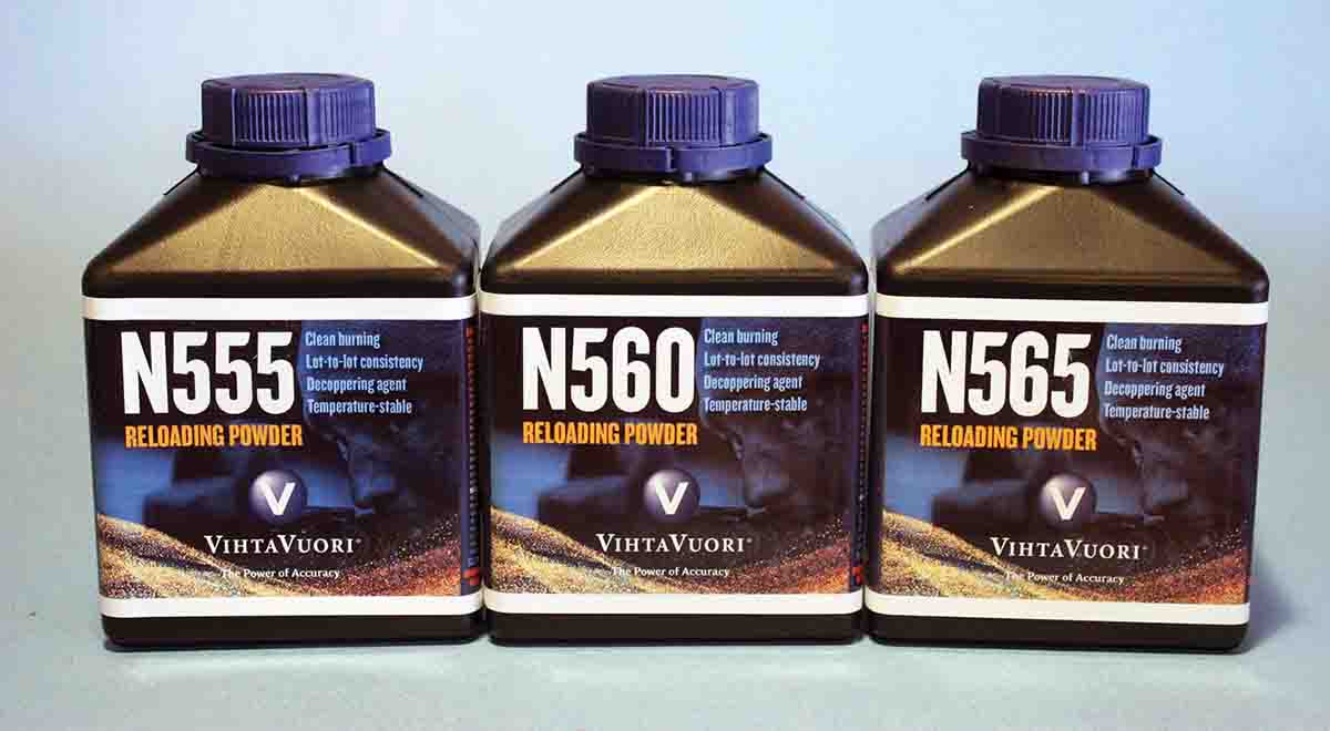 The 500 series is double-based, with nitroglycerin added for extra energy. The new N555 and N565 have burn rates slightly faster and slower than the versatile N560.